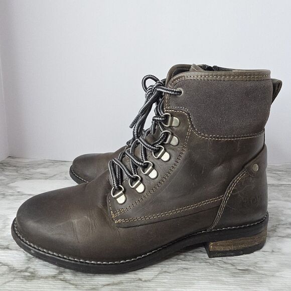 TAOS Ringer Brown Leather Lace Up Combat Boots Womens 5.5 Grunge Distressed Edgy - Picture 1 of 14